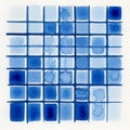 Abstract watercolor artwork with a grid pattern in shades of blue Royalty Free Stock Photo