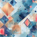 Abstract watercolor artwork mixed with buzzy geometric shapes for background of social media banner generative