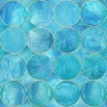 Abstract watercolor background with blue turquoise color circles Royalty Free Stock Photo