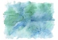 Watercolor abstract background in blue and green