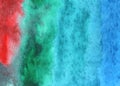 Abstract watercolor background bright azure blue green with red spot. Hand drawn. The texture of the paper Royalty Free Stock Photo