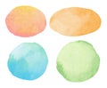 Abstract watercolor background. Circle and oval watercolor texture on white background. Orange, green, blue color Royalty Free Stock Photo