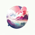 Abstract watercolor background with clouds and sky. Hand drawn illustration. Generative AI Royalty Free Stock Photo