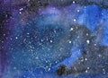 Abstract space watercolor background, Watercolor galaxy painting.