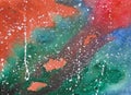 Abstract space watercolor background, Watercolor galaxy painting.