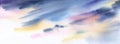 Abstract watercolor background of pastel shades. Hand drawn evening sky with colorful clouds. Illustration of sunset gloomy gray
