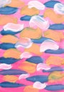 Abstract watercolor background. On a pink background are interesting blue, yellow and white brush strokes. Royalty Free Stock Photo