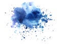 Abstract watercolor background. Shapeless cloud. A lot of blue shades gradient from bright to saturated blue and violet