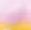 Abstract watercolor background. A smooth gradient from pink-violet to yellow. Hand drawn on paper with texture Royalty Free Stock Photo