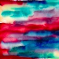 Abstract Watercolor Background. Watercolor strokes on textured thick paper for drawing. Red green blue indigo pink paint Royalty Free Stock Photo