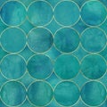 Abstract watercolor background with teal turquoise color circles