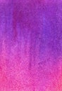 Abstract watercolor background. Vertical gradient of purple color to intense pink with paint drips. Hand drawn colorful