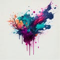 Abstract watercolor big multicolor spot with smudges on white background