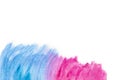 Abstract watercolor blue and pink texture art hand painted on white background Royalty Free Stock Photo