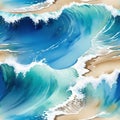 Abstract watercolor blue sand beach and sea foam for cheerful and relaxing summer Positive and healthy tones to background or