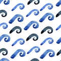 Abstract watercolor blue wave pattern Royalty Free Stock Photo