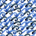 Abstract watercolor blue wave pattern Royalty Free Stock Photo