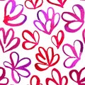 Abstract Watercolor flowers seamless pattern. Modern Artistic plants, flowers hand drawn with brush on white background