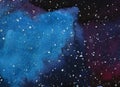 Abstract space watercolor background, Watercolor galaxy painting. Royalty Free Stock Photo