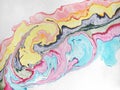 Abstract watercolor brush splashing on the white paper background, red yellow pink blue green, fashion background. Royalty Free Stock Photo