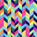 Abstract watercolor chevron seamless pattern. Water color stripes background Royalty Free Stock Photo