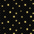 Watercolor dots and stars seamless pattern