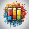 Abstract Watercolor Drinks Vector: Graffiti-like Street Art With Vibrant Colors