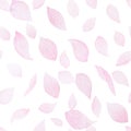 Abstract watercolor falling sakura blossom petals seamless pattern on the white background Royalty Free Stock Photo