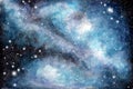 Abstract watercolor galaxy sky background, Cosmic texture. Night sky. Universe filled with stars.