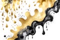 Abstract watercolor glitters art paint texture with black and gold colors