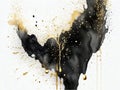 Abstract watercolor glitters art painting with alcohol ink, black and gold colors Royalty Free Stock Photo