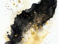 Abstract watercolor glitters art painting with alcohol ink, black and gold colors Royalty Free Stock Photo