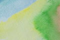 Abstract watercolor hand painted pastel green yellow and blue background surface Royalty Free Stock Photo