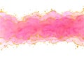 Abstract watercolor hand painting illustration. Bright pink wavy background. Royalty Free Stock Photo