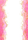 Abstract watercolor hand painting illustration. Bright pink wavy background. High resolution.