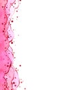 Abstract watercolor hand painting illustration. Bright pink wavy background.
