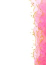 Abstract watercolor hand painting illustration. Bright pink wavy background. Royalty Free Stock Photo