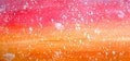Abstract watercolor on horizontal gradient bright orange and red background