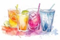 abstract watercolor illustration of vibrant and refreshing beverage