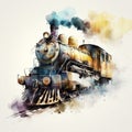 Abstract, watercolor, illustrations, ink painting, bicycles, motorcycles, cars, pickup trucks, trucks, trucks, trains, gold