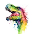 Watercolor image of a tyrannosaurus rex created with Generative AI technology