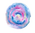 Abstract watercolor loose blue and pink circle