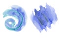 Abstract watercolor loose blue and purple shapes