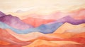 Abstract Watercolor Mountains: Organic Shapes And Warm Colors