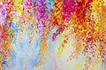 Abstract watercolor original landscape painting imagination colorful of beauty flowers Royalty Free Stock Photo