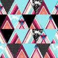 Abstract watercolor ornate triangles seamless pattern.