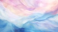 Abstract watercolor paint background illustration featuring a gentle fusion of soft pastel pink and blue colors, AI generated