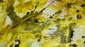 Abstract watercolor paint wax gold dark colors, brush strokes, organic hypnotic background Royalty Free Stock Photo