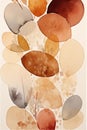 Abstract watercolor painting with autumn leaves in neutral tones. Vertical printable floral artwork