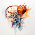 Abstract Watercolor Painting Of Basketball Hoop Royalty Free Stock Photo